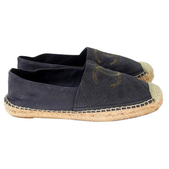 Chanel Stacked Espadrille 37 Embroidered Canvas Quilted Flats CC-0707N-0011 - Picture 6 of 11